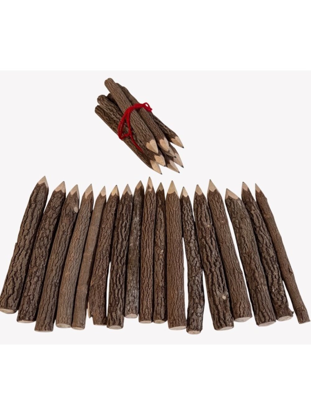 Rustic Wooden Twig Pencils Set Of‎ 10 Handcrafted Natural Bark Design Graphite